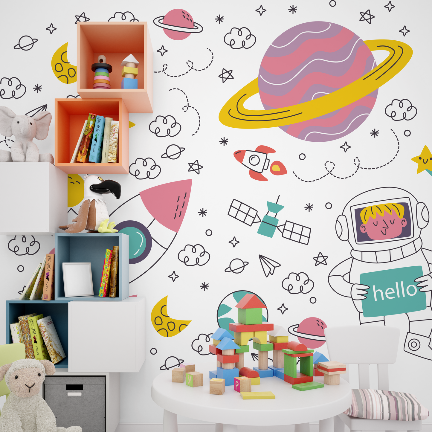 Whimsical Cosmic Adventure Wall Stickers