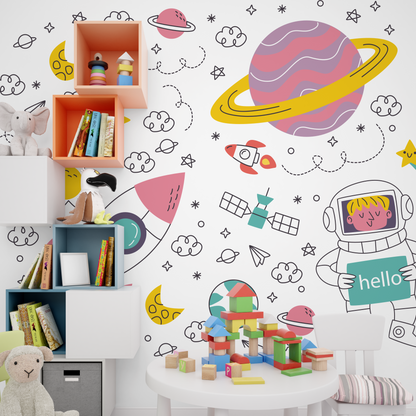 Whimsical Cosmic Adventure Wall Stickers