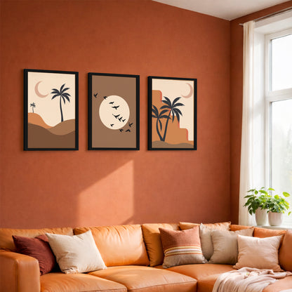 Minimal Desert Moon Wall Frame Set of 3