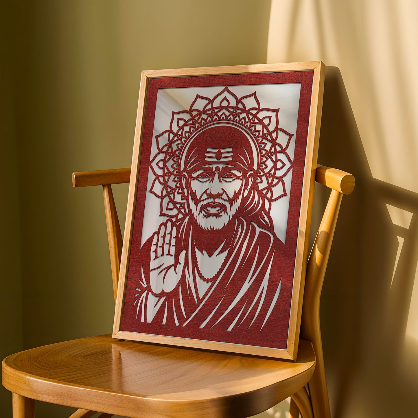 Sai Baba Pinewood Laser wall Art