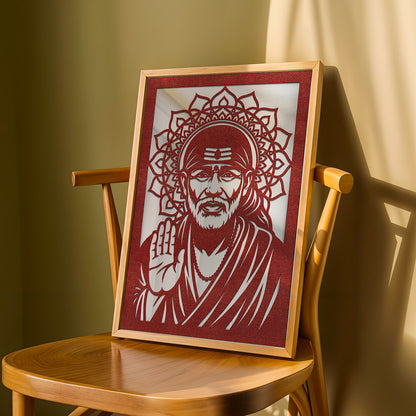 Sai Baba Pinewood Laser wall Art