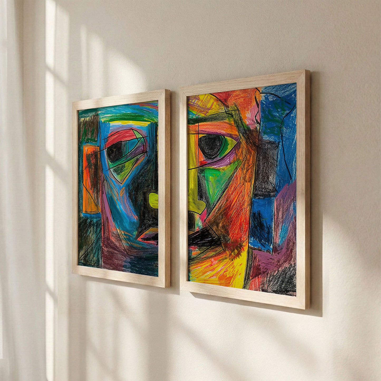 Modern Cubist Face Print Set