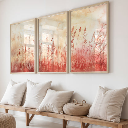 Blush Wildflower Botanical Wall Frames Set of 3