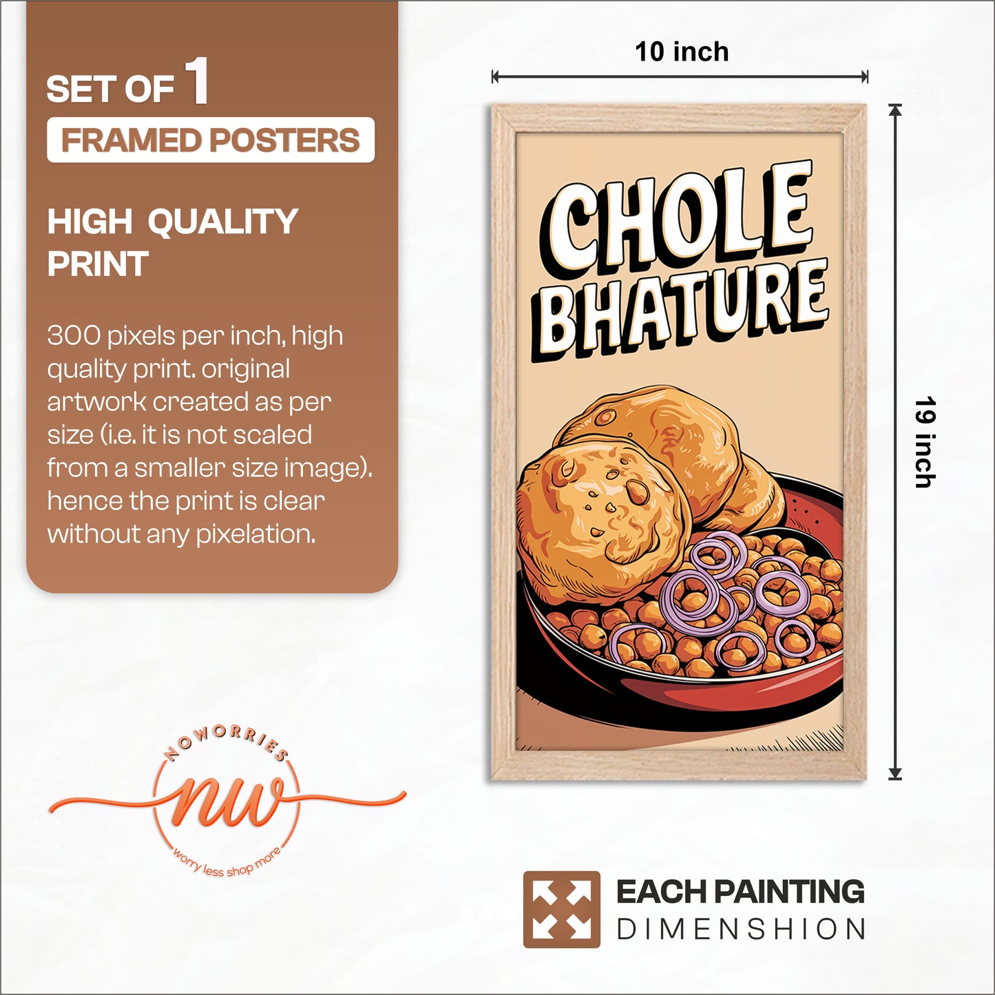 Chole Bhature Food Wall Frame Set of 1