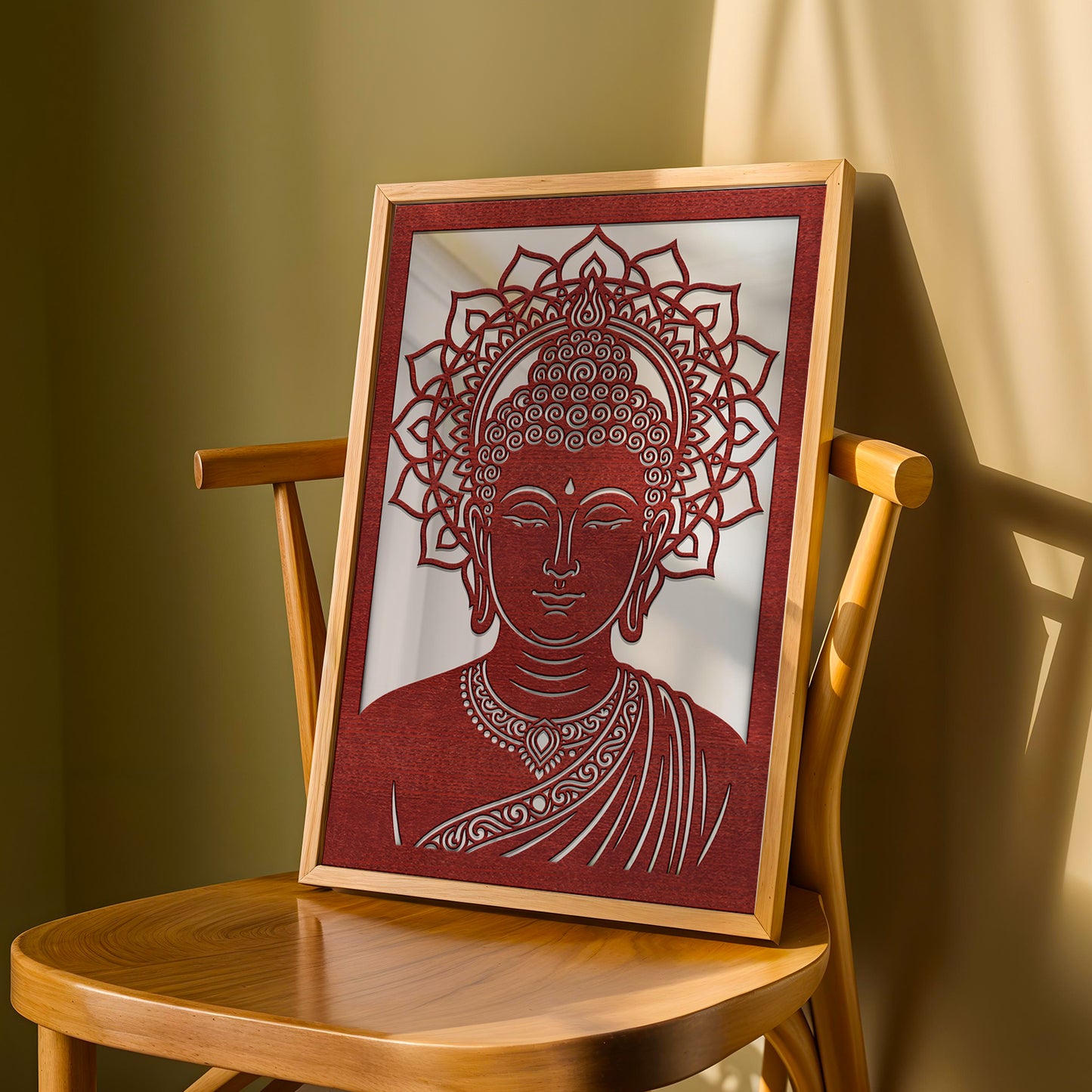 Buddha Pinewood Laser Wall Art