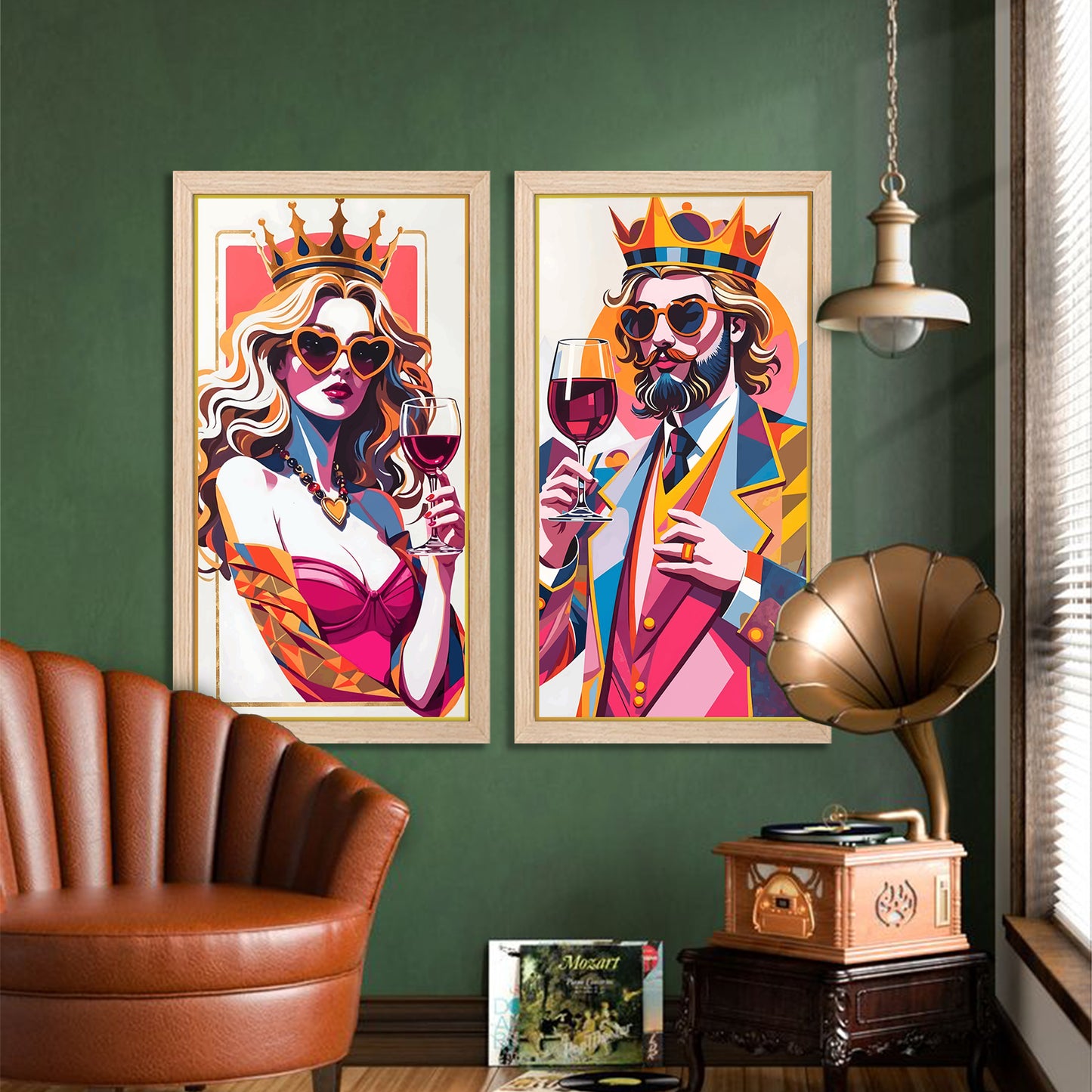 Royal Wine Couple Wall Frame Set Set of 2