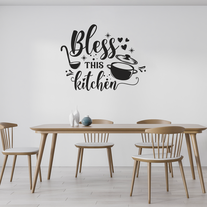 Bless This Kitchen Script Lettering Wall Sticker