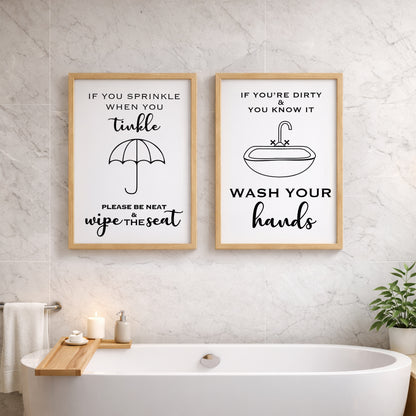 Wash Your Hands Wall Art Set of 2