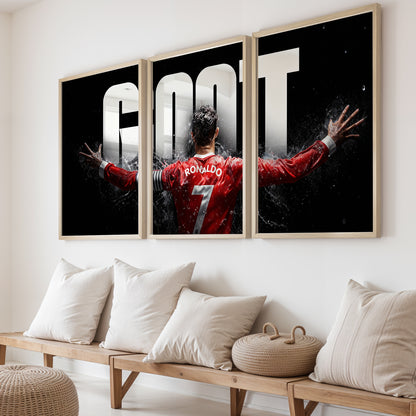 Cristiano Ronaldo GOAT Wall Art Set of 3