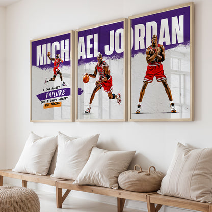 Michael Jordan Motivational Wall Art Set of 3