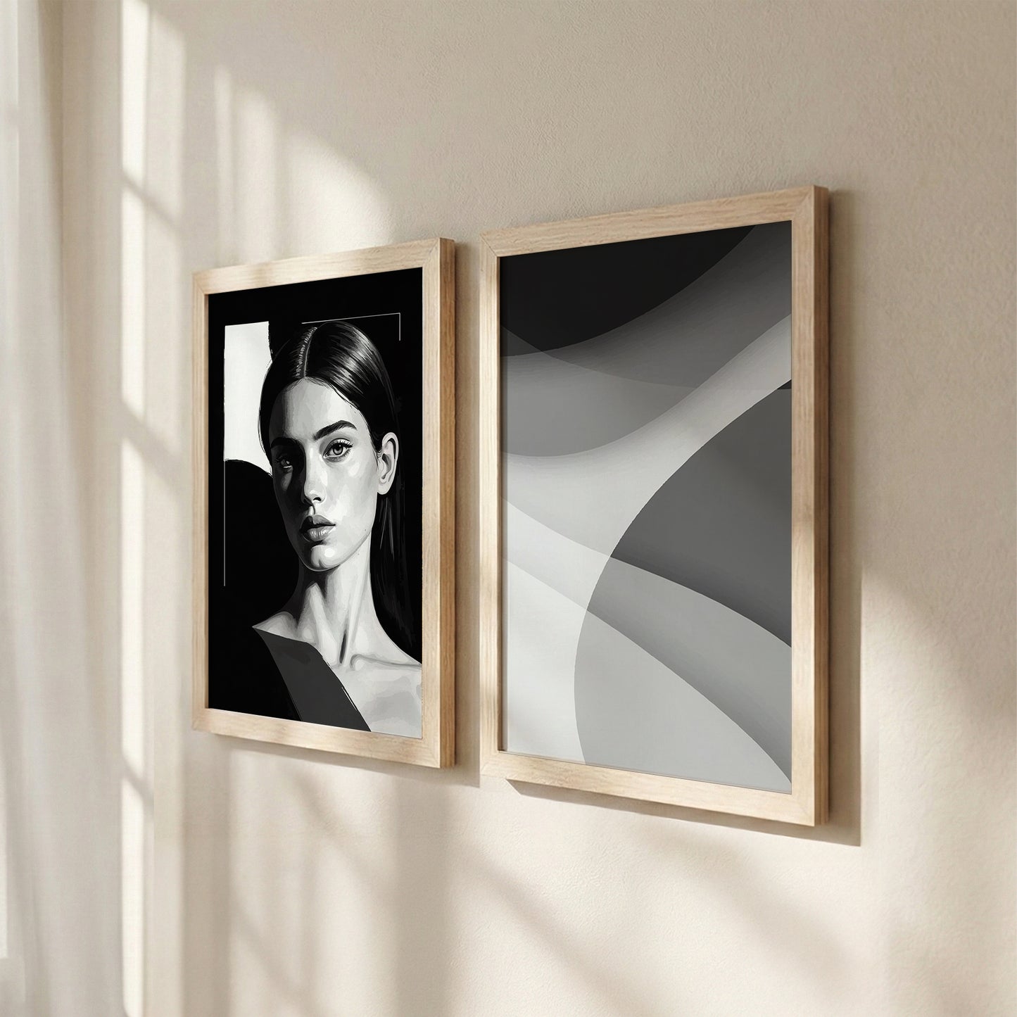 Modern Abstract & Portrait Wall Frame Set of 2