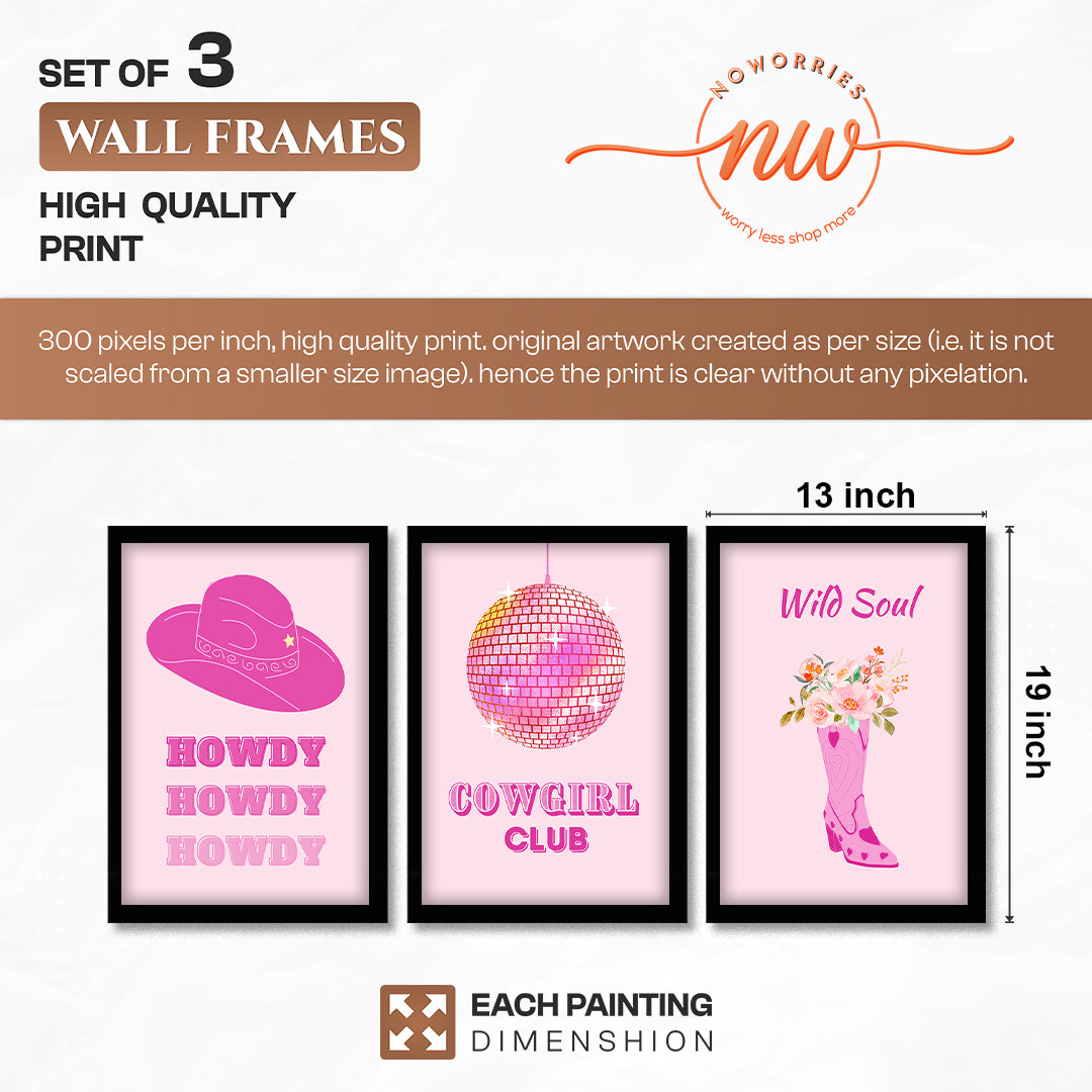 Cowgirl Club Pink Western Wall Art Set