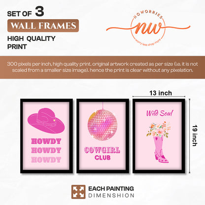 Cowgirl Club Pink Western Wall Art Set