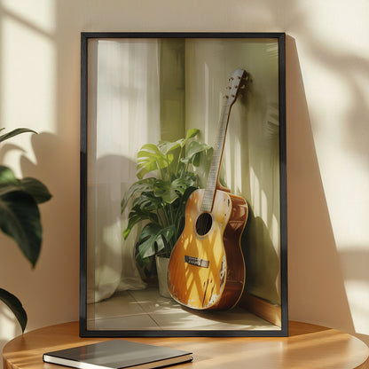 Acoustic Guitar & Greenery Framed Wall Art