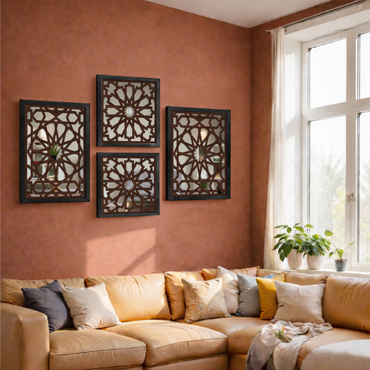 Geometric Pattern Wall Mirror Set of 4