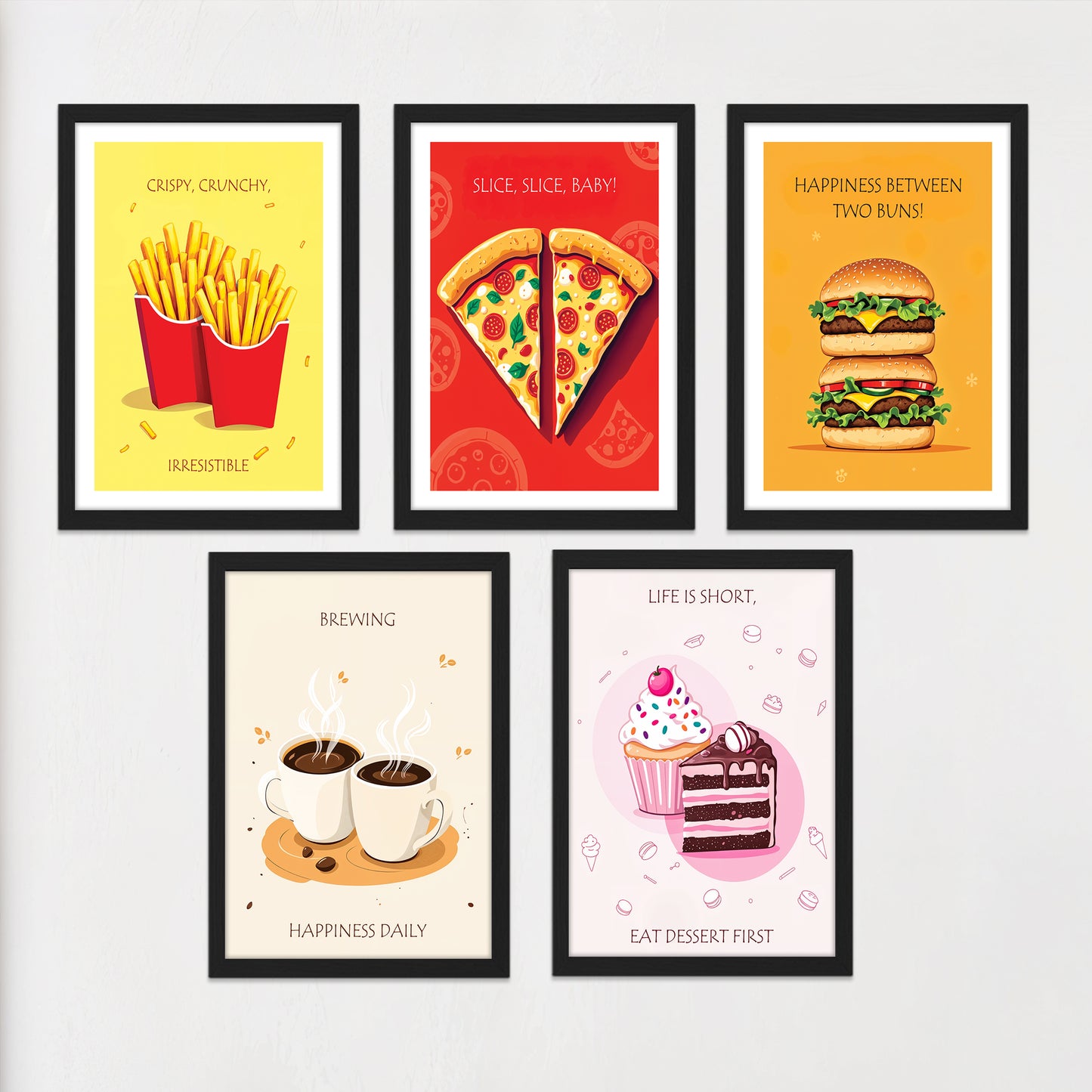 Foodie Kitchen Wall Art Set of 5