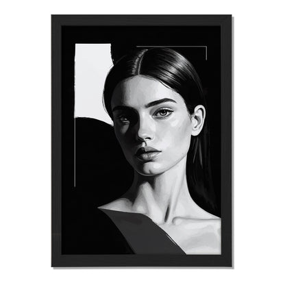 Monochrome Woman Portrait Framed Art Print
