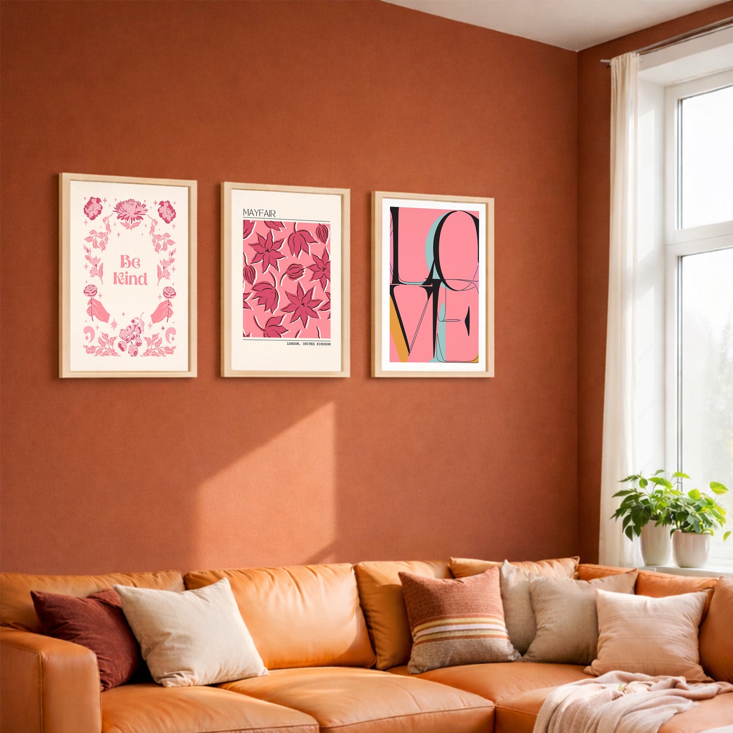 Pink Chic Wall Art Frames Set of 3