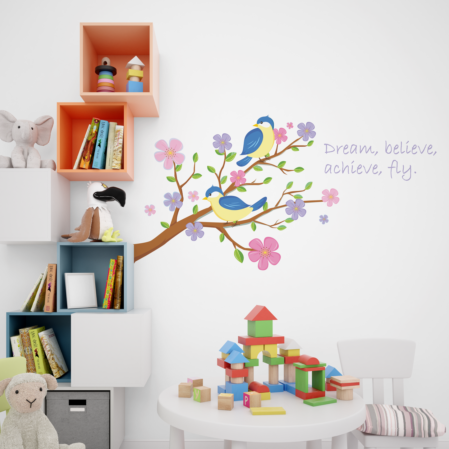 Bird & Flowers Wall Decal