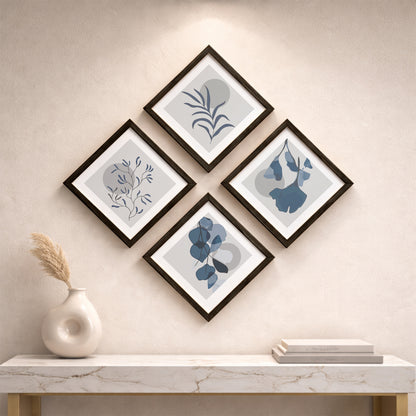 Minimal Blue Botanical Wall Frame Set of 4