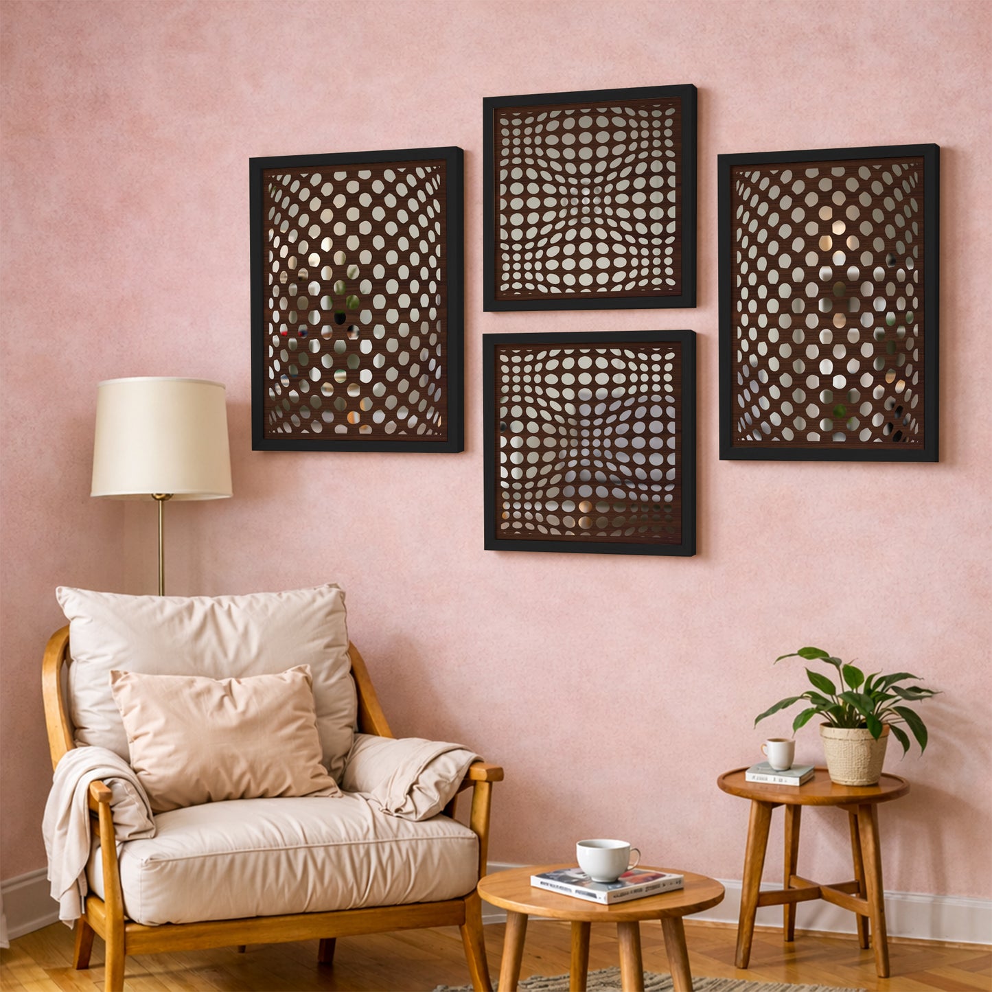 Optical Dot Pattern Mirror Set of 4