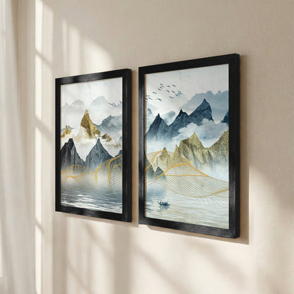 Modern Mountain Art Wall Frame Set of 2