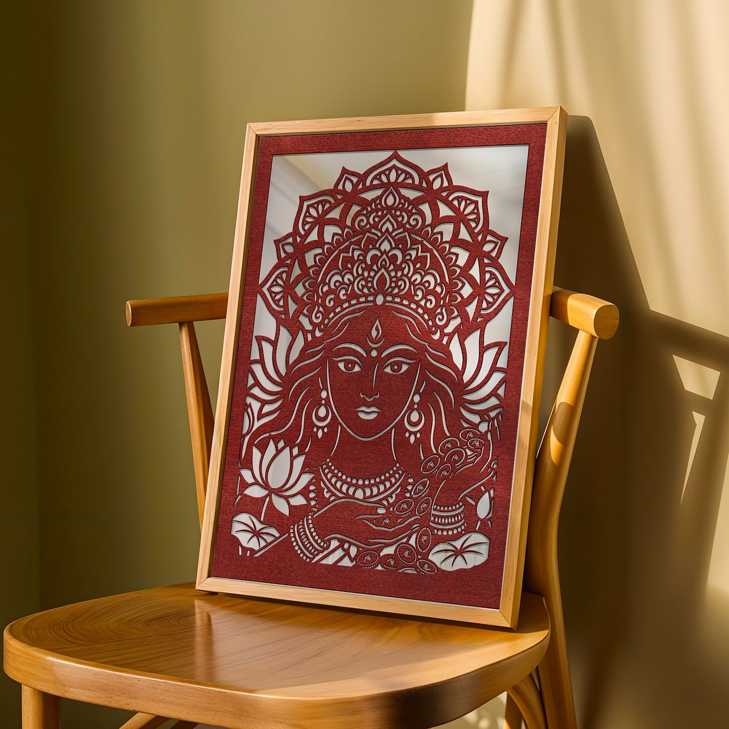 Lakshmi Pinewood Laser wall Art