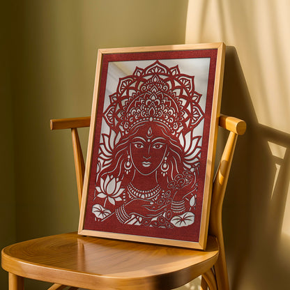 Lakshmi Pinewood Laser wall Art