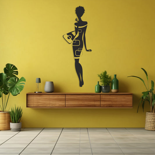 Elegant Woman Pinewood Wall Art