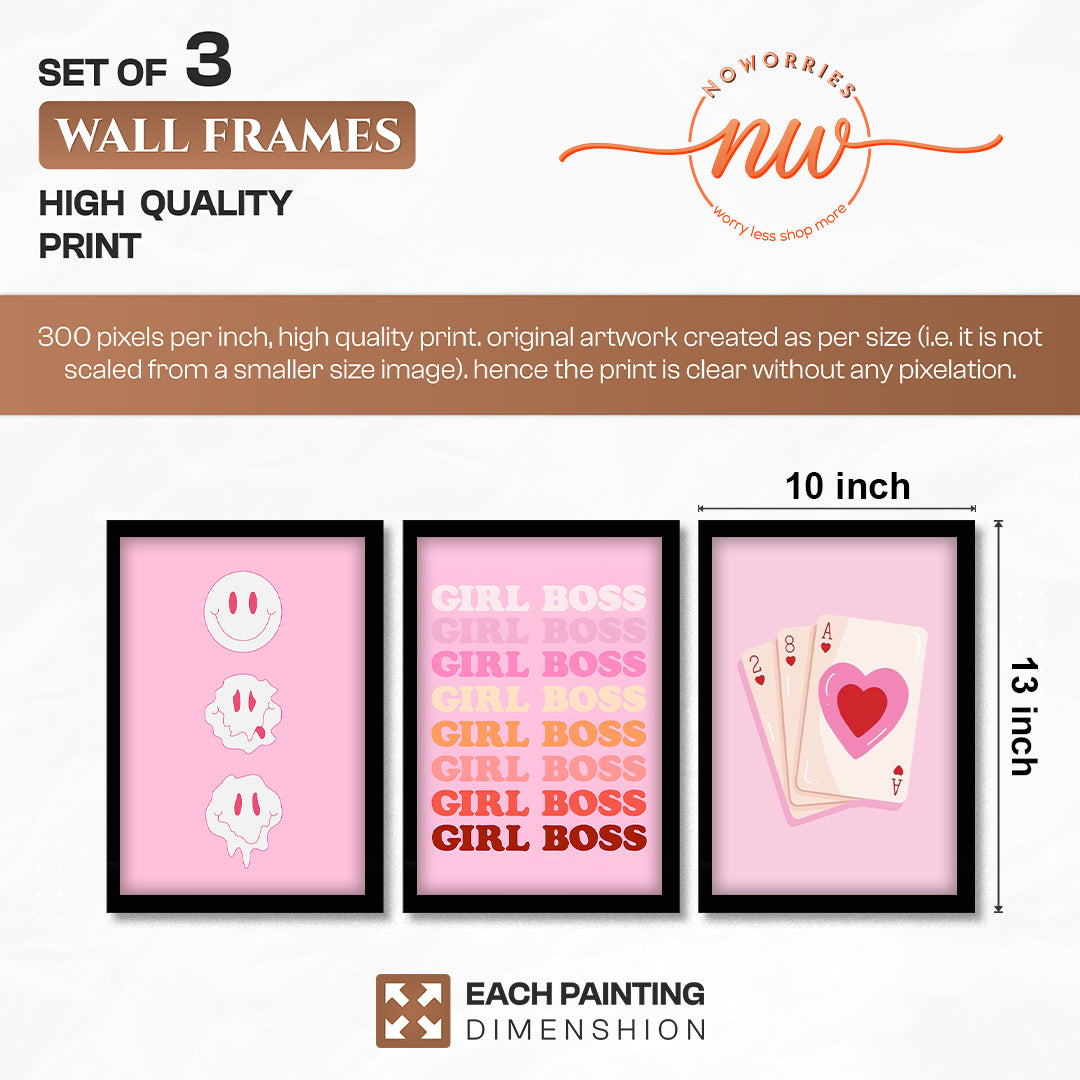 Pink Girl Boss Wall Art Set
