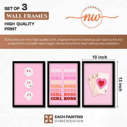 Pink Girl Boss Wall Art Set