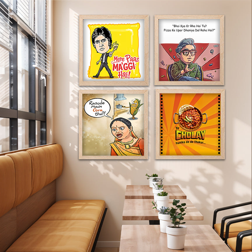 Bollywood Food Meme Wall Art Set