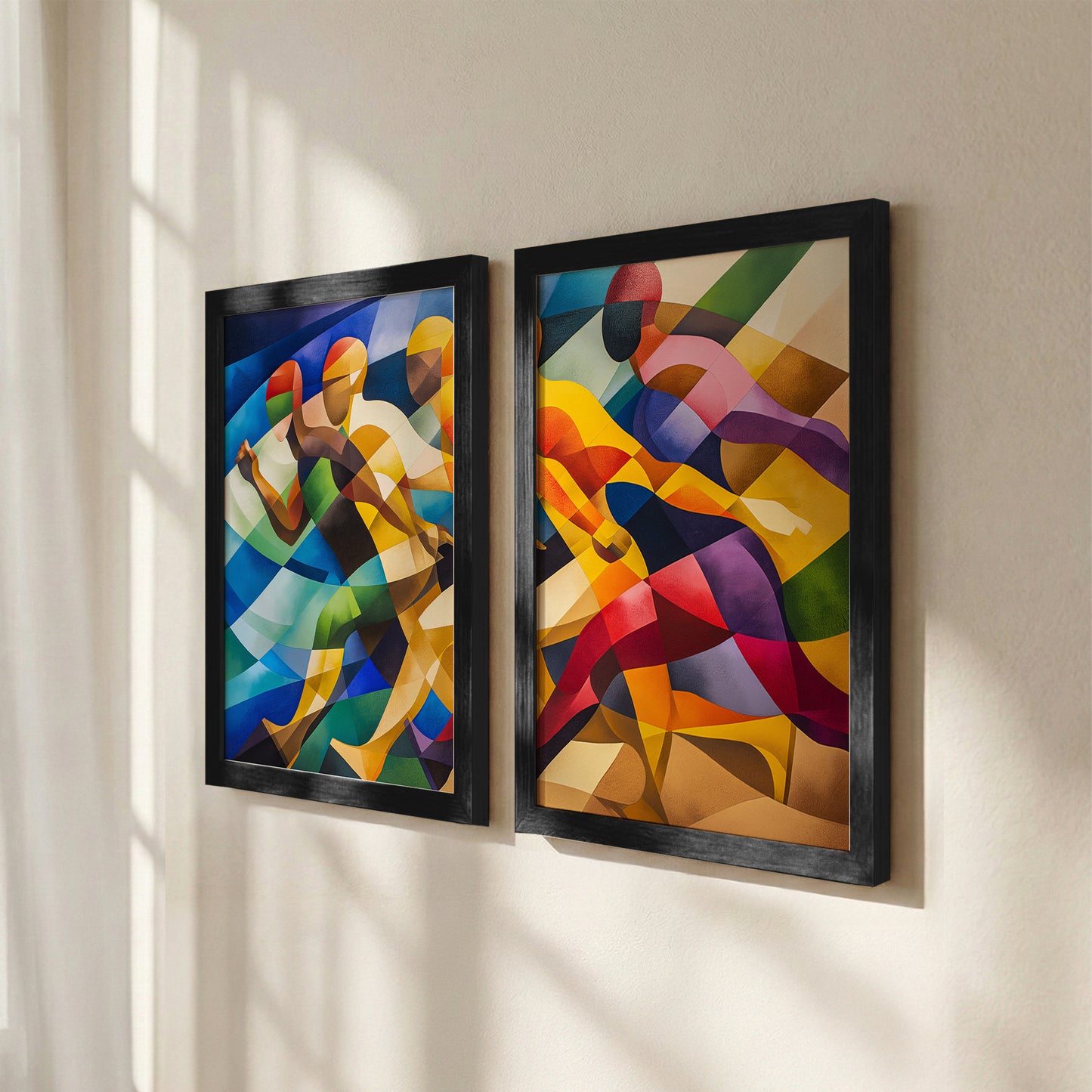 Vibrant Abstract Figures Poster Set of 2
