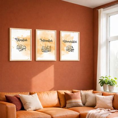 Bismillah, InshaAllah & Alhamdulillah Islamic Wall Art Set – 3