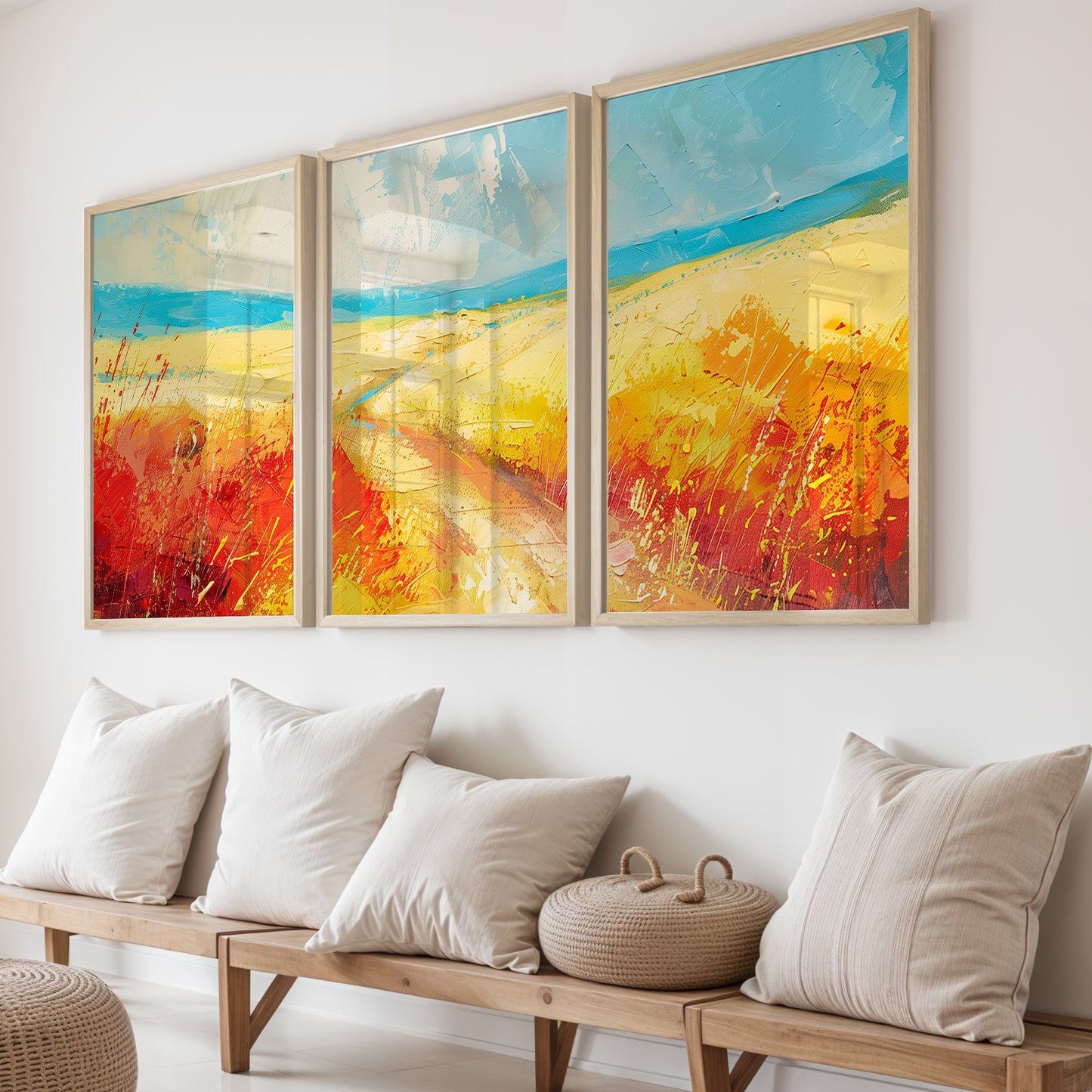 Abstract Coastal Landscape Framed Posters Set of 3