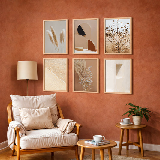 Neutral Beige Botanical Wall Frame Set of 6