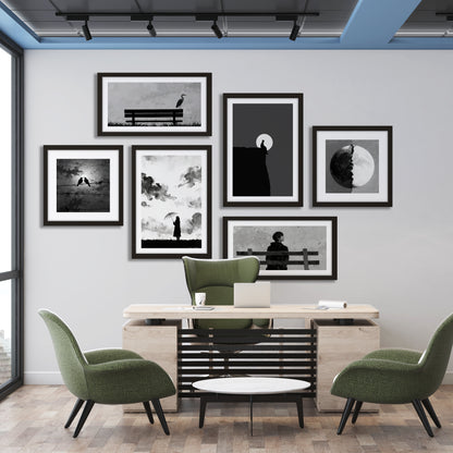 Black & White Minimal Wall Art Set of 6