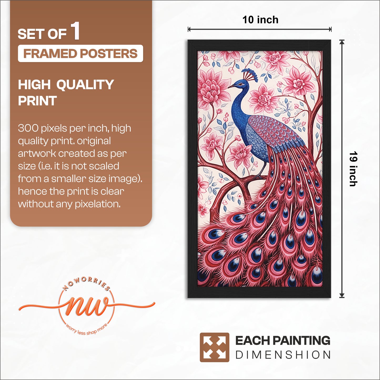 Blush Peacock Wall Frame