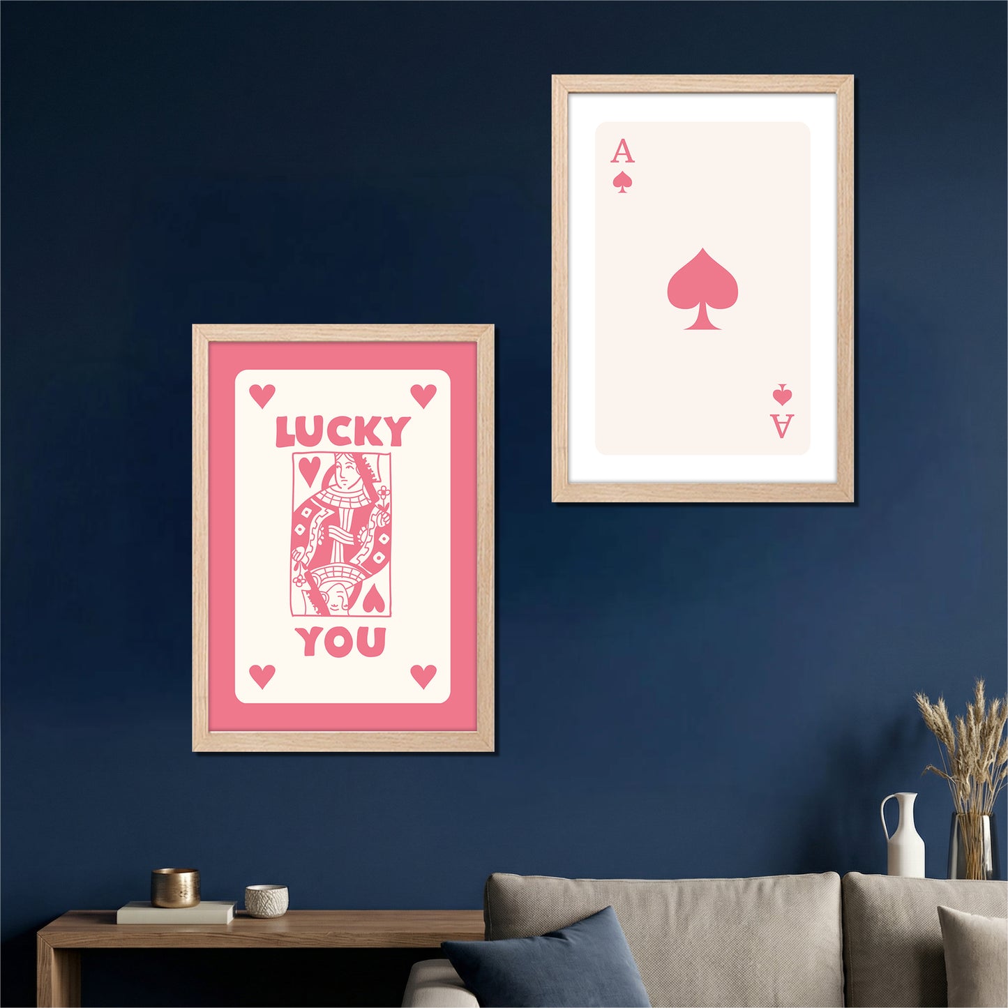 Lucky in Love Playing Card Wall Art Set of 2