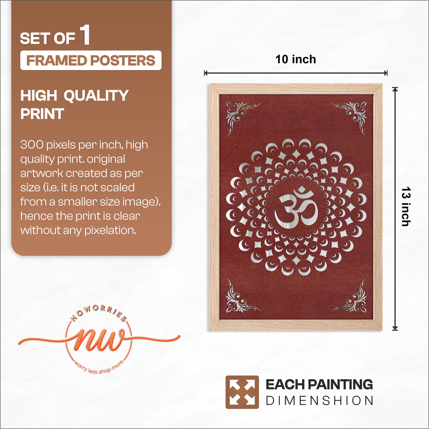 Om Sacred Symbol Framed Poster Set of 1