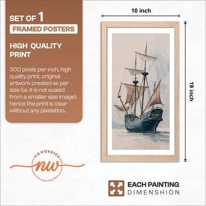 Vintage Sailing Ship Framed Wall Art Print