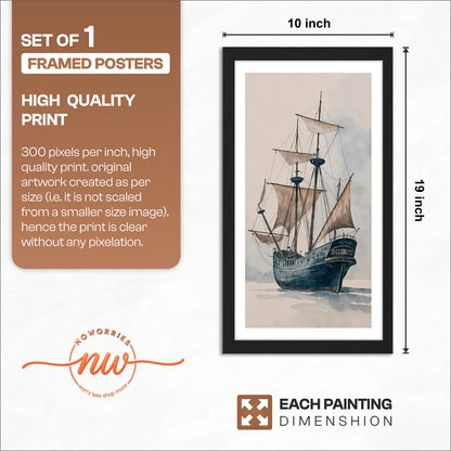 Vintage Sailing Ship Framed Wall Art Print