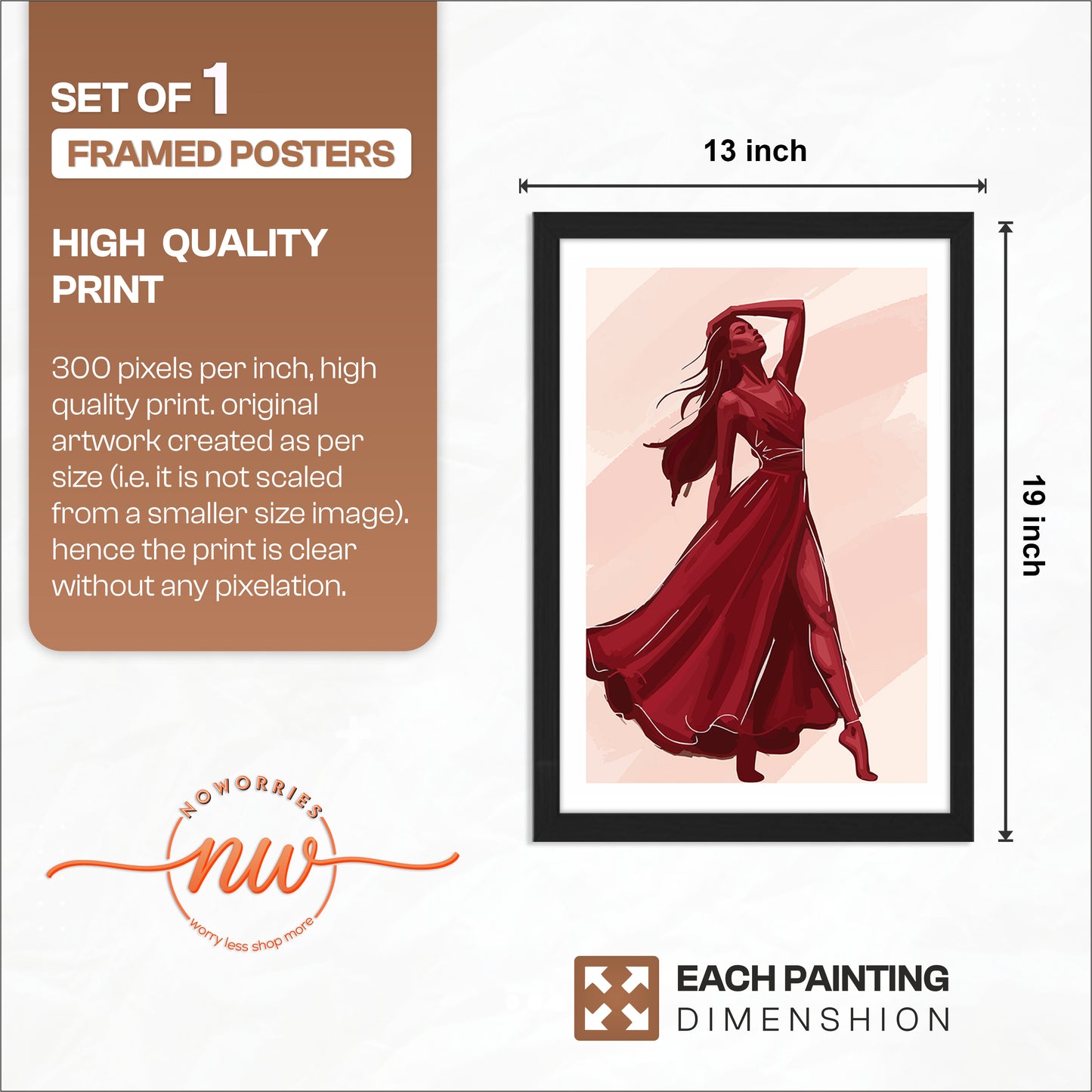 Crimson Elegance Woman Fashion Framed Wall Art