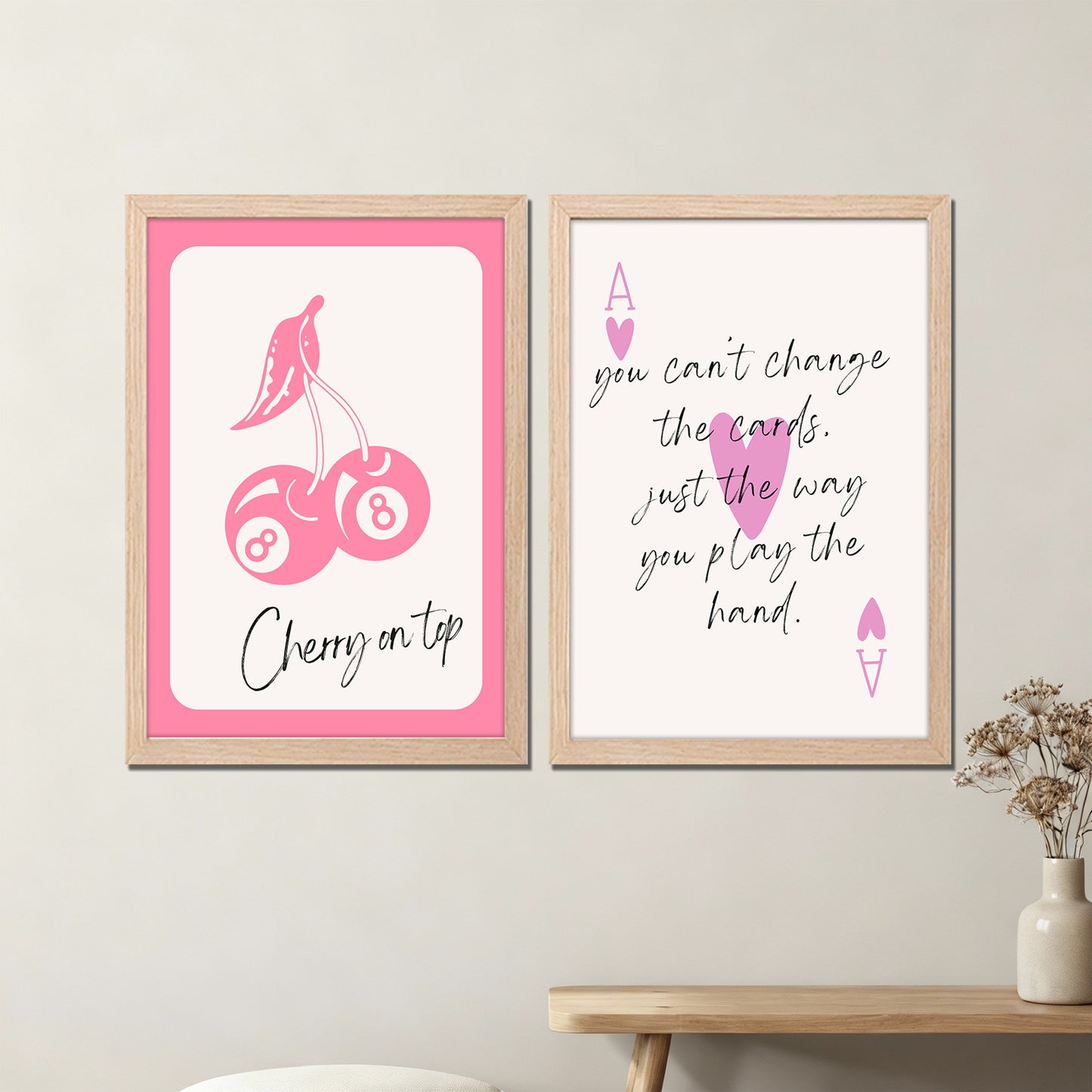 Cherry & Motivational Typography Print Set