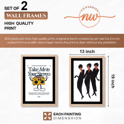 Retro Music & Soul Sisters Wall Art Set