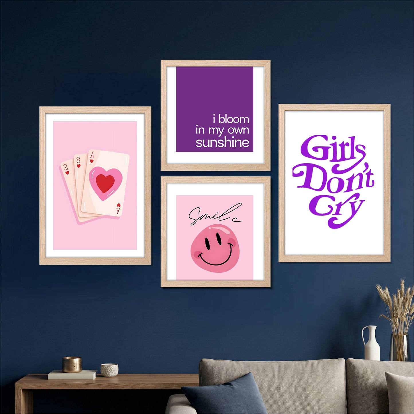 Pink Aesthetic Wall Art Set of 4