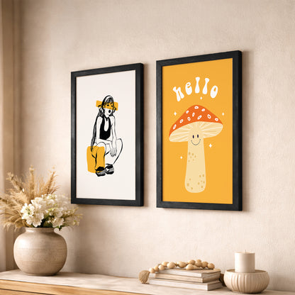 Whimsical Mushroom Framed Set