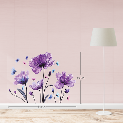 Purple Flower & Butterfly Wall Sticker