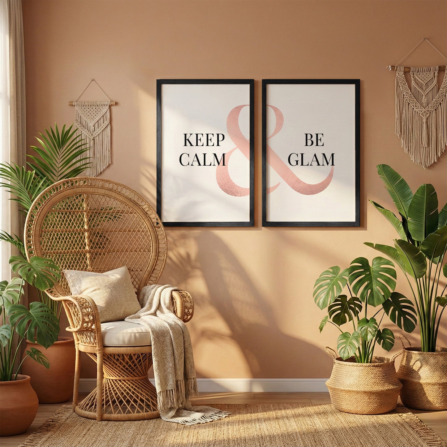 Keep Calm & Be Glam Chic Wall Art Set of 2