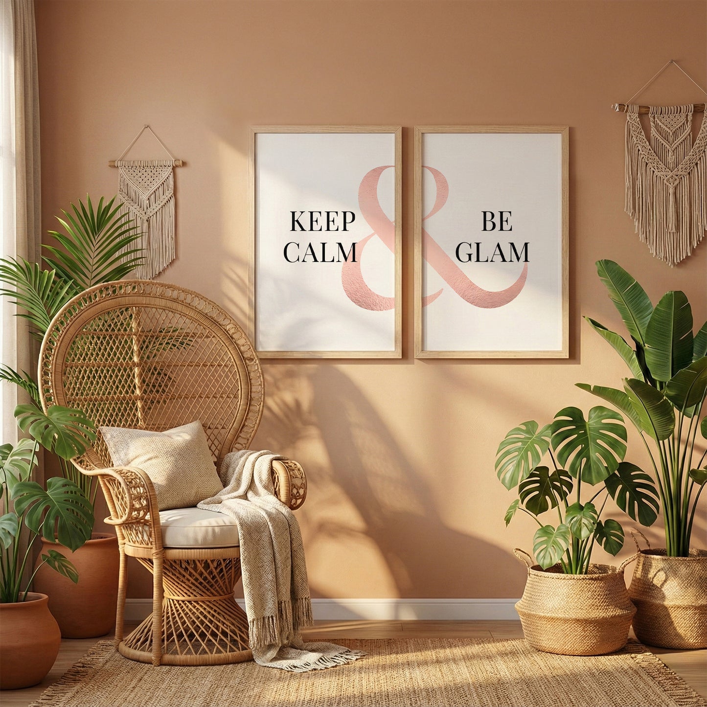 Keep Calm & Be Glam Chic Wall Art Set of 2